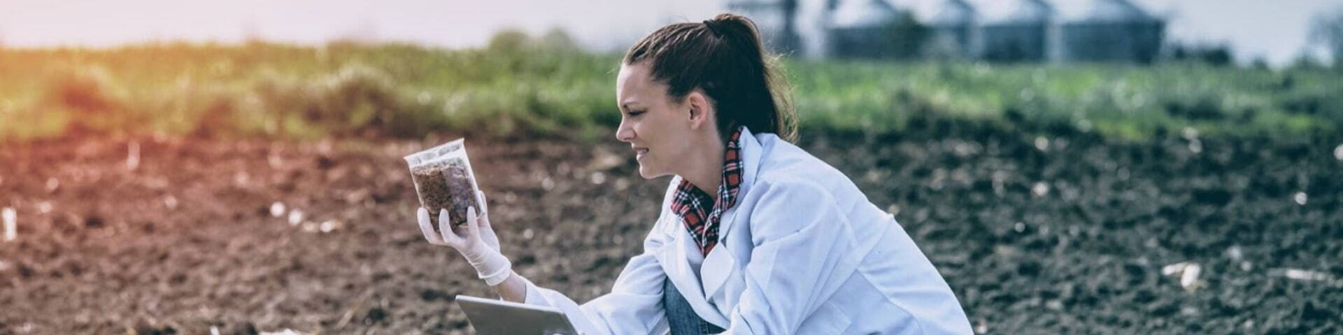 Soil scientist in a field